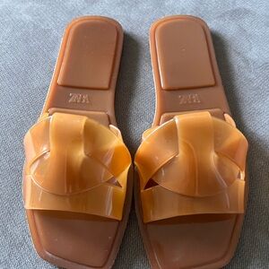 Zara Tan Slide Sandals